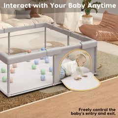 Hiaksedt baby playpen 360-degree vision for easy supervision from any room