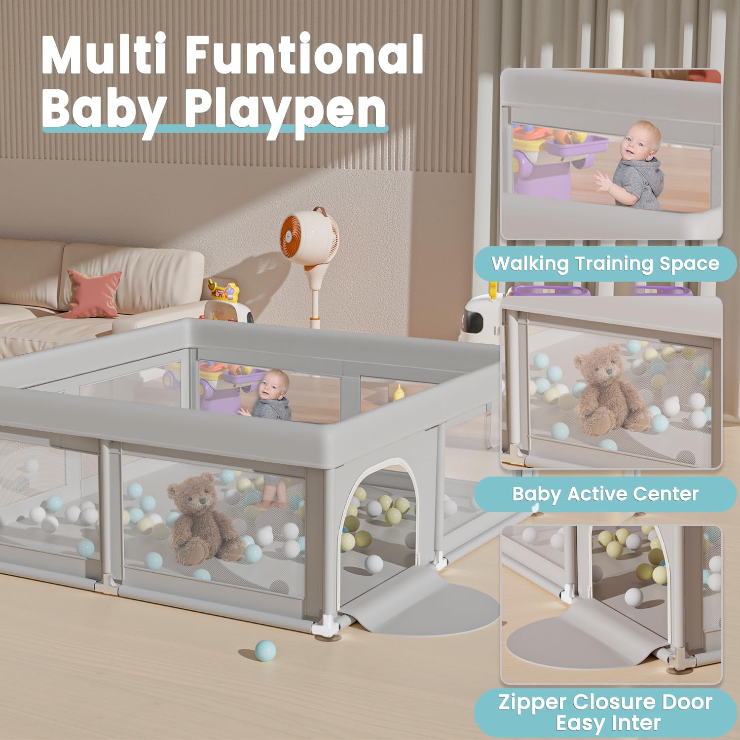 Hiaksedt baby playpen 360-vision design lets you watch from any angle.