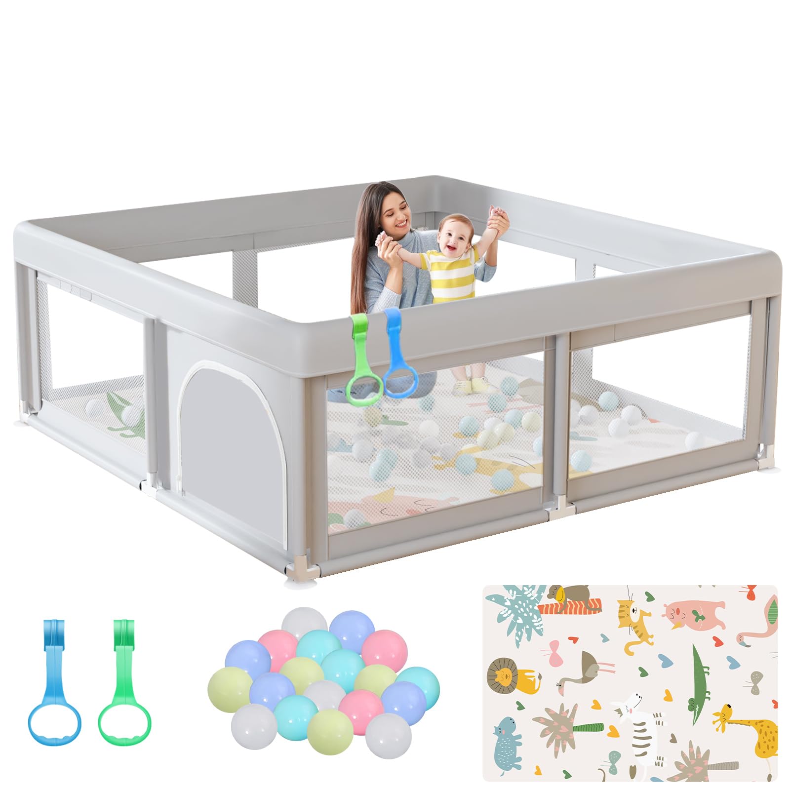 Hiaksedt baby playpen setup shows roomy space for safe indoor play