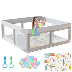 Hiaksedt baby playpen setup shows roomy space for safe indoor play