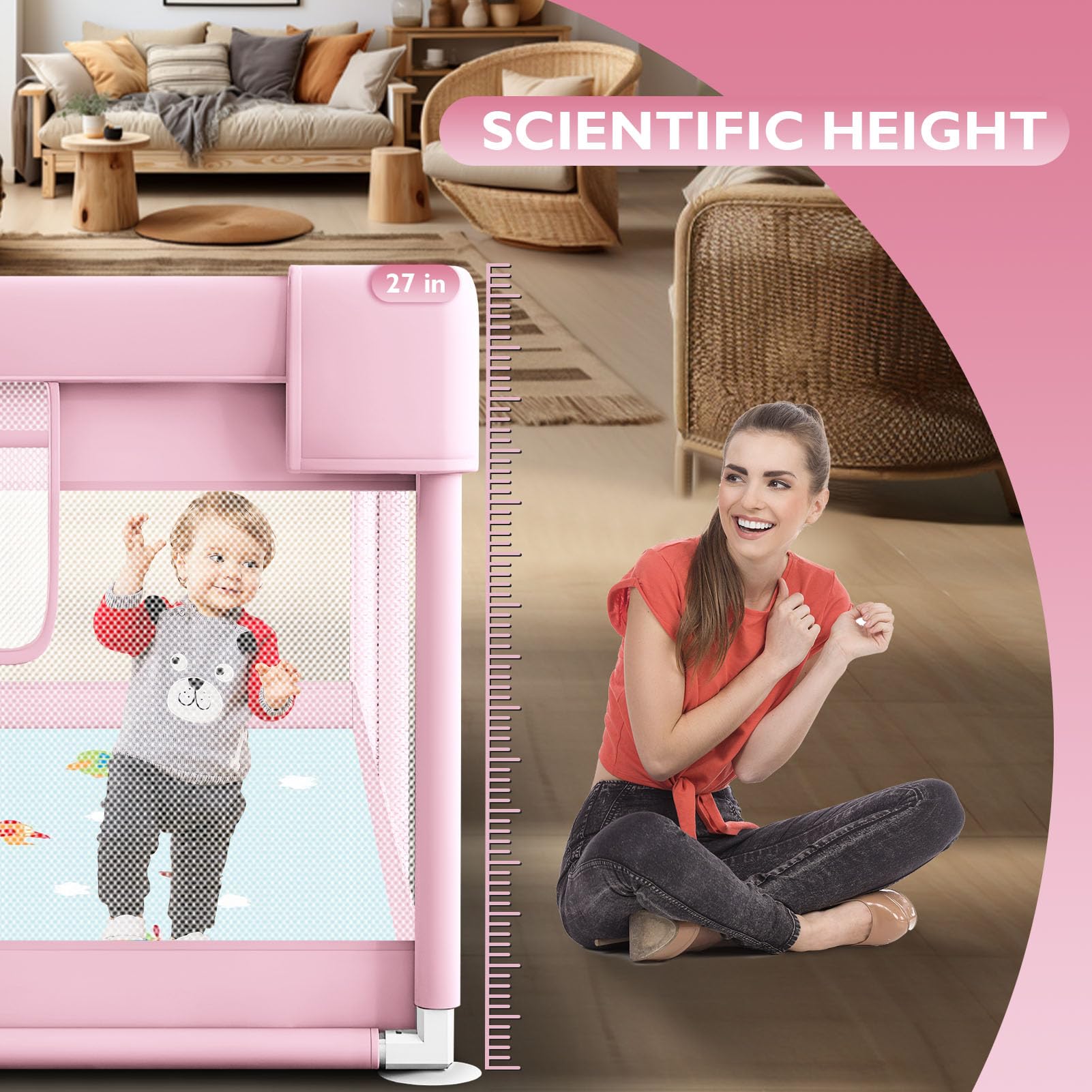 Hiaksedt baby playpen—sturdy suction cups enhance stability during play.