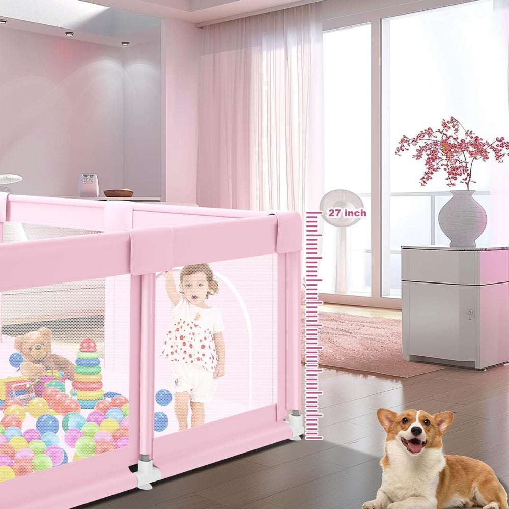 Hiaksedt playpen with 10 non-slip suction cups for stable placement.