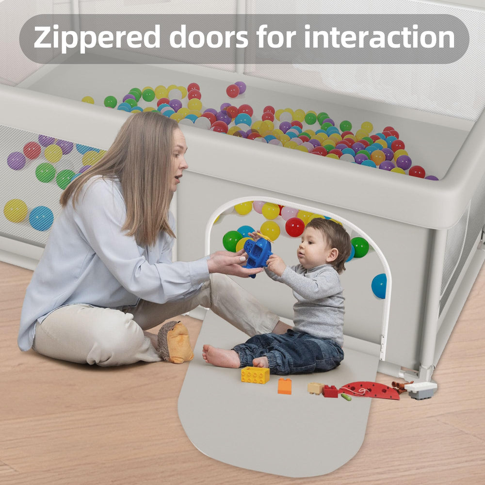 Hiaksedt baby playpen suction cups secure to floor, increasing stability during active play