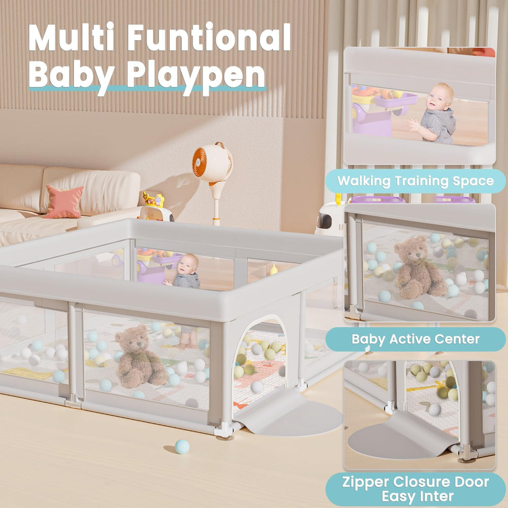 Hiaksedt baby playpen toddlers-height-26h emphasizes safe standing and walking space for growing kids