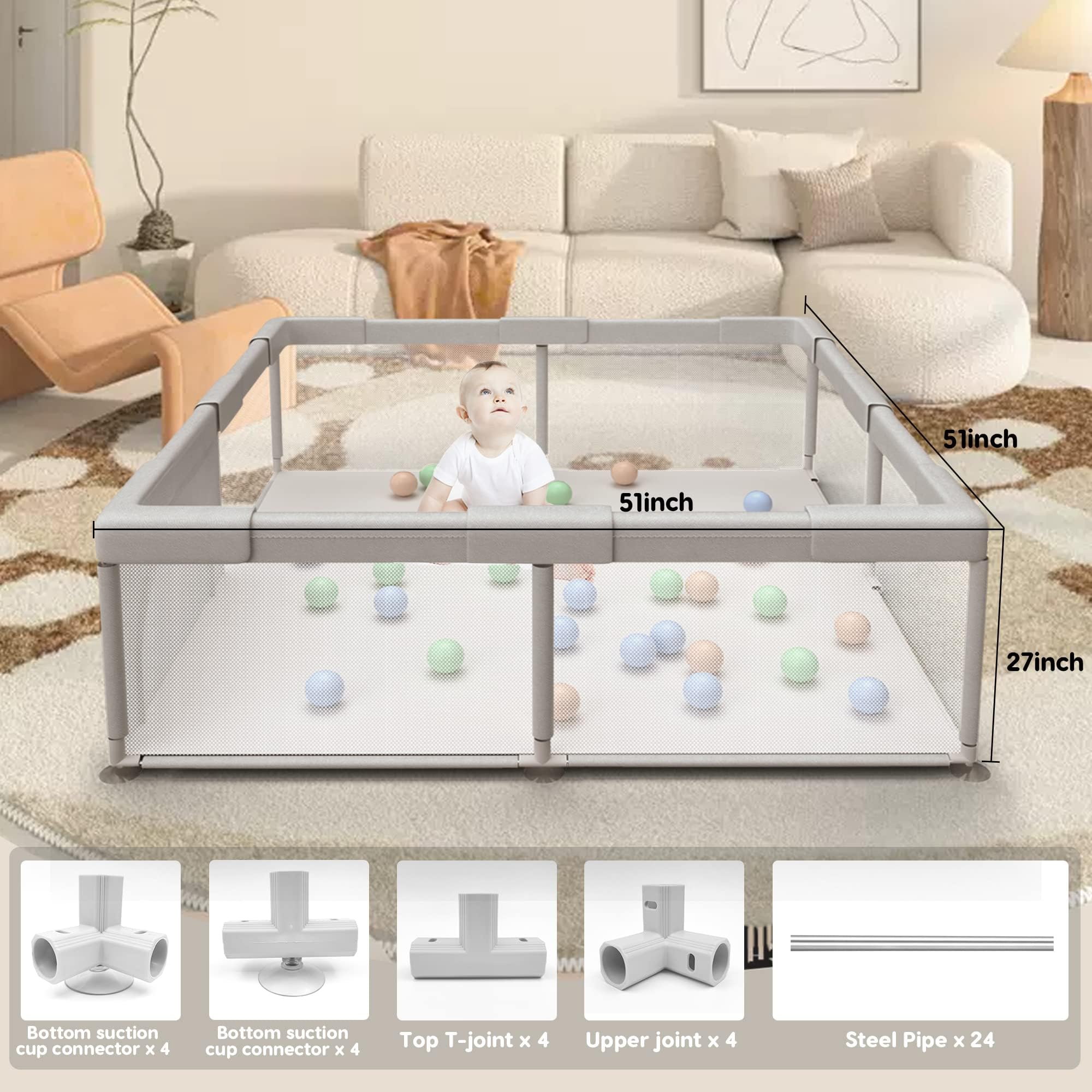 Hiaksedt baby playpen tool-free assembly for quick setup by a single parent