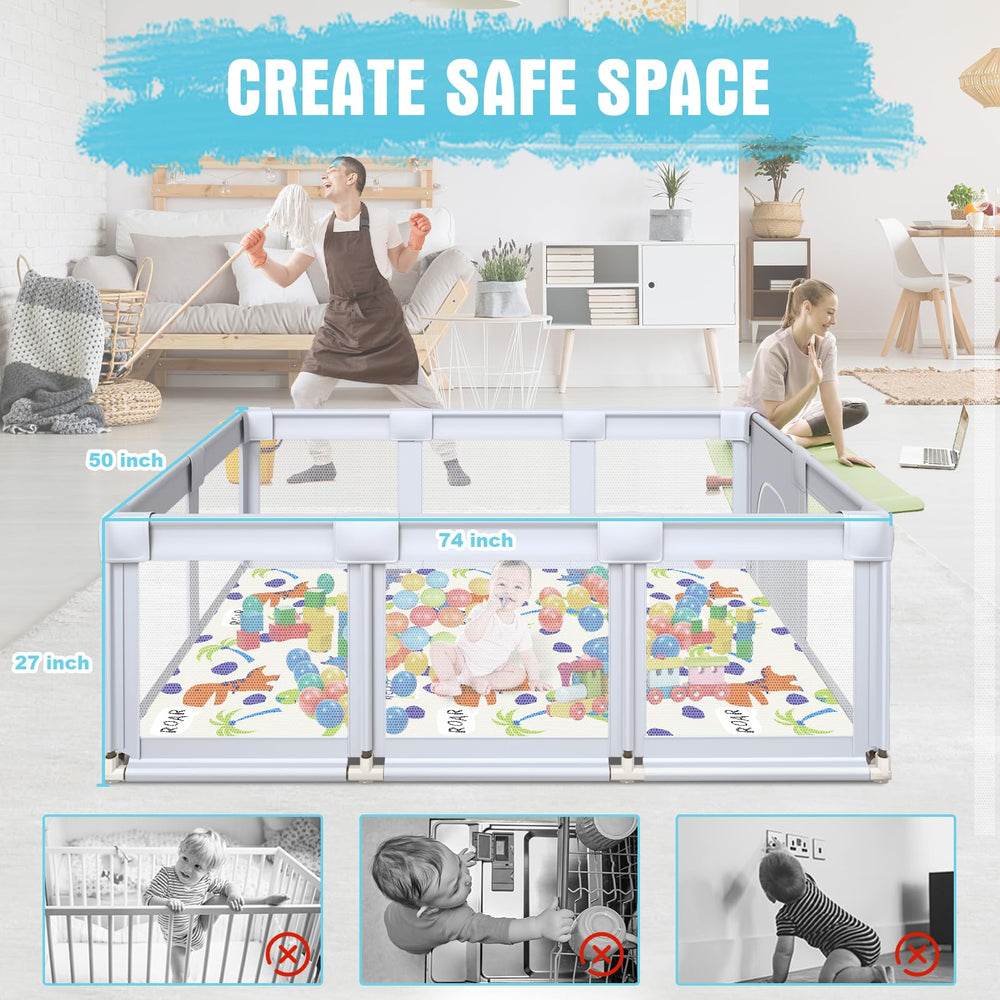 Hiaksedt playpen zipper gate for quick access and secure containment.