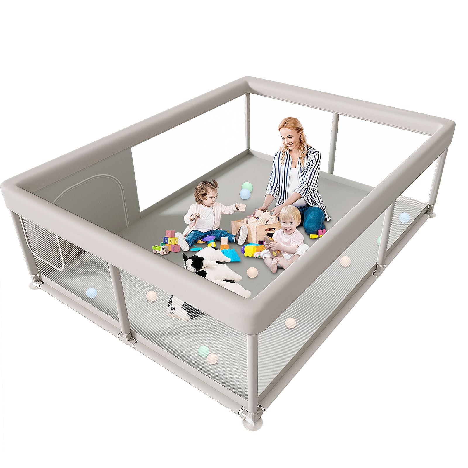 Hiaksedt large playpen accommodates two babies with adult supervision.
