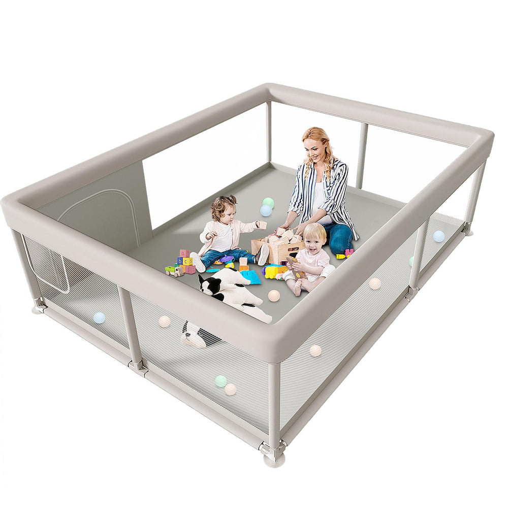 Hiaksedt large playpen accommodates two babies with adult supervision.