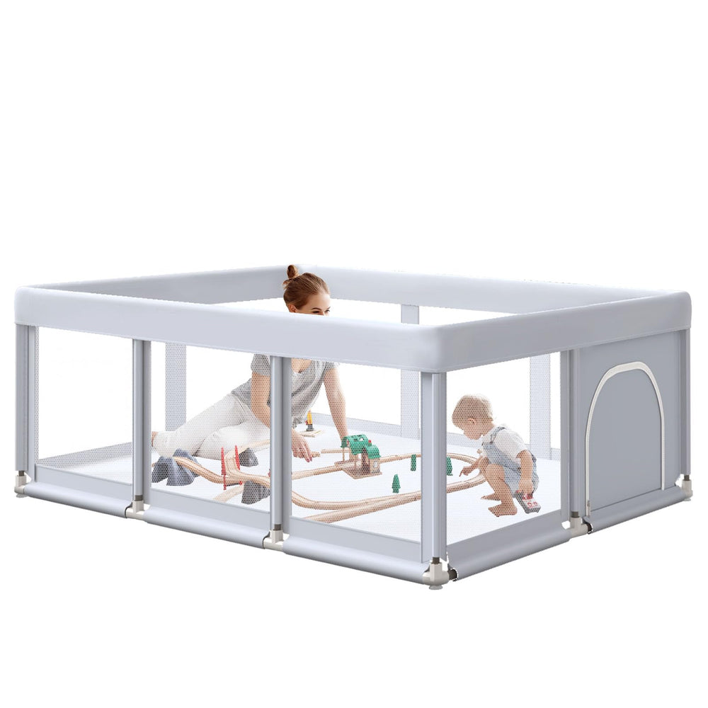 Hiaksedt large playpen front view—ample space for safe baby play.