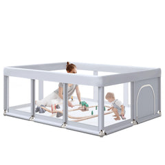 Hiaksedt large playpen front view—ample space for safe baby play.