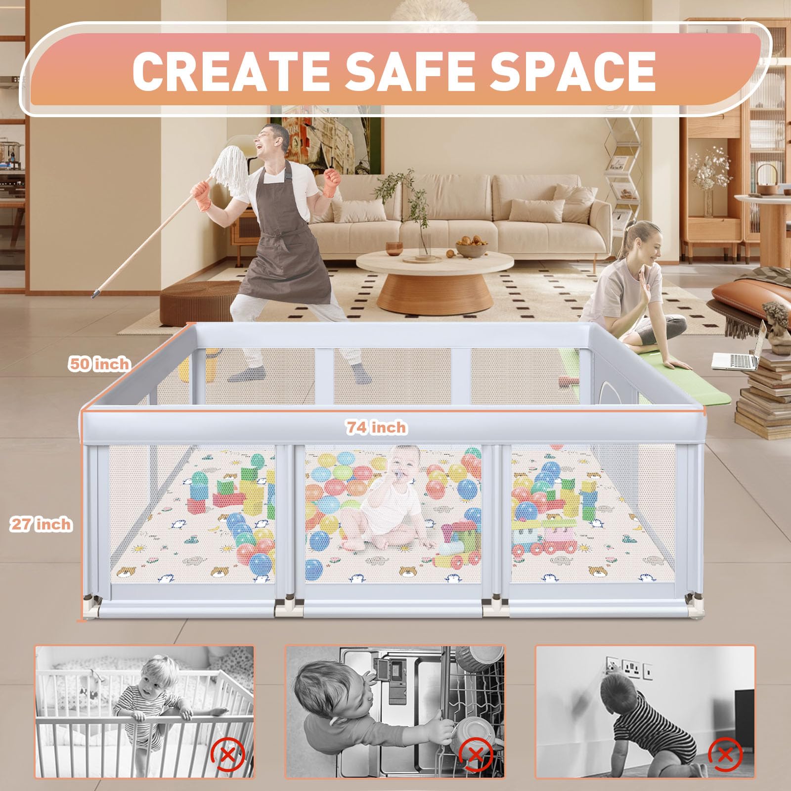 Hiaksedt playpen anti-collision-padded highlights safe padding for little ones.