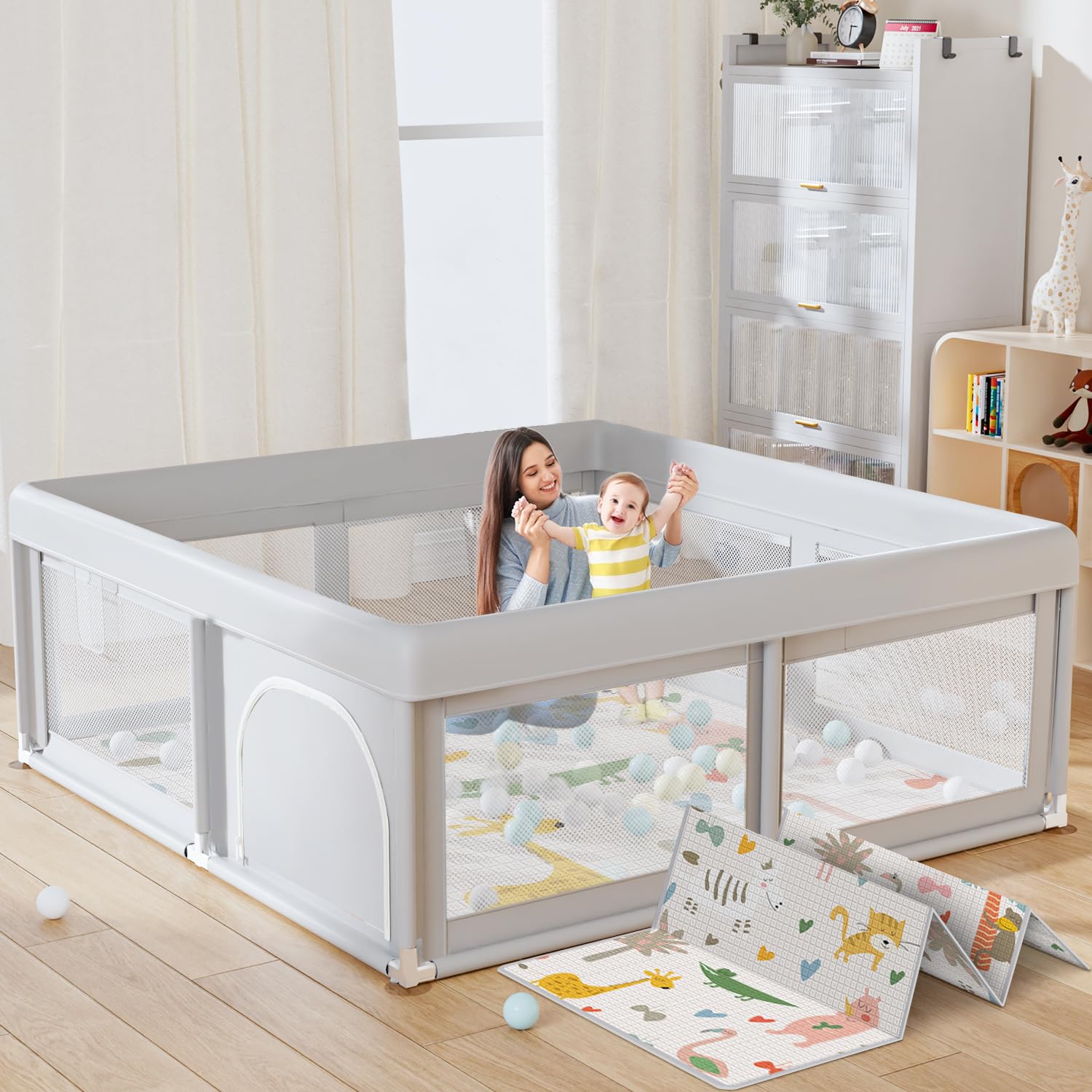 Hiaksedt playpen assembly steps demonstrate quick setup for busy parents.