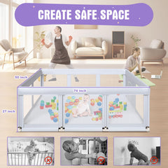 Hiaksedt playpen with breathable mesh, 360° visibility for supervision.