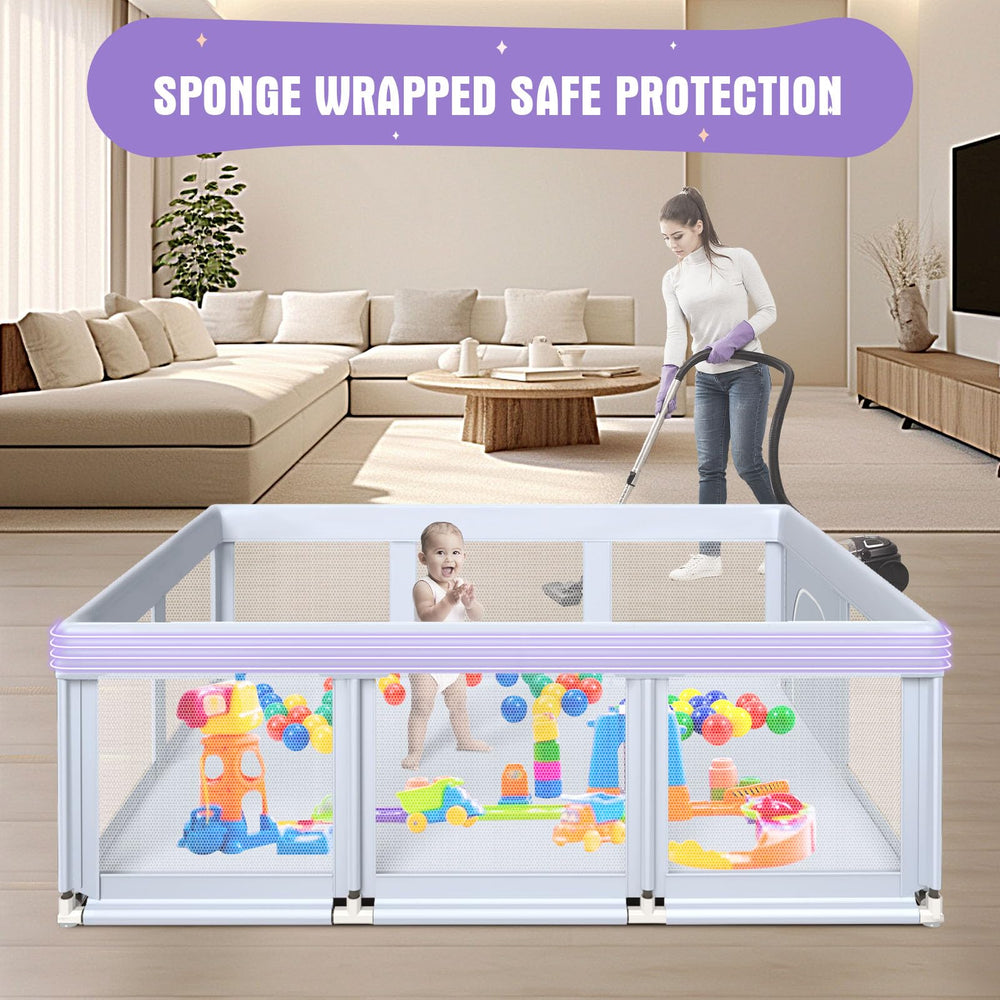 Hiaksedt playpen shows easy 10-minute assembly.