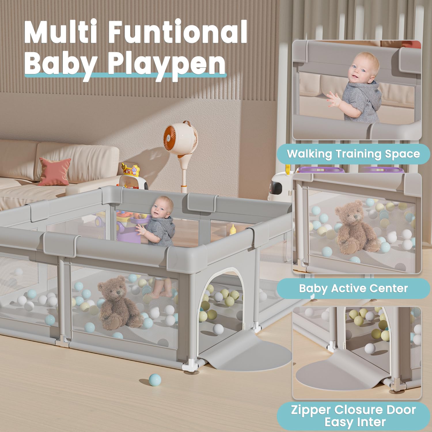 Hiaksedt playpen easy cleaning with damp cloth