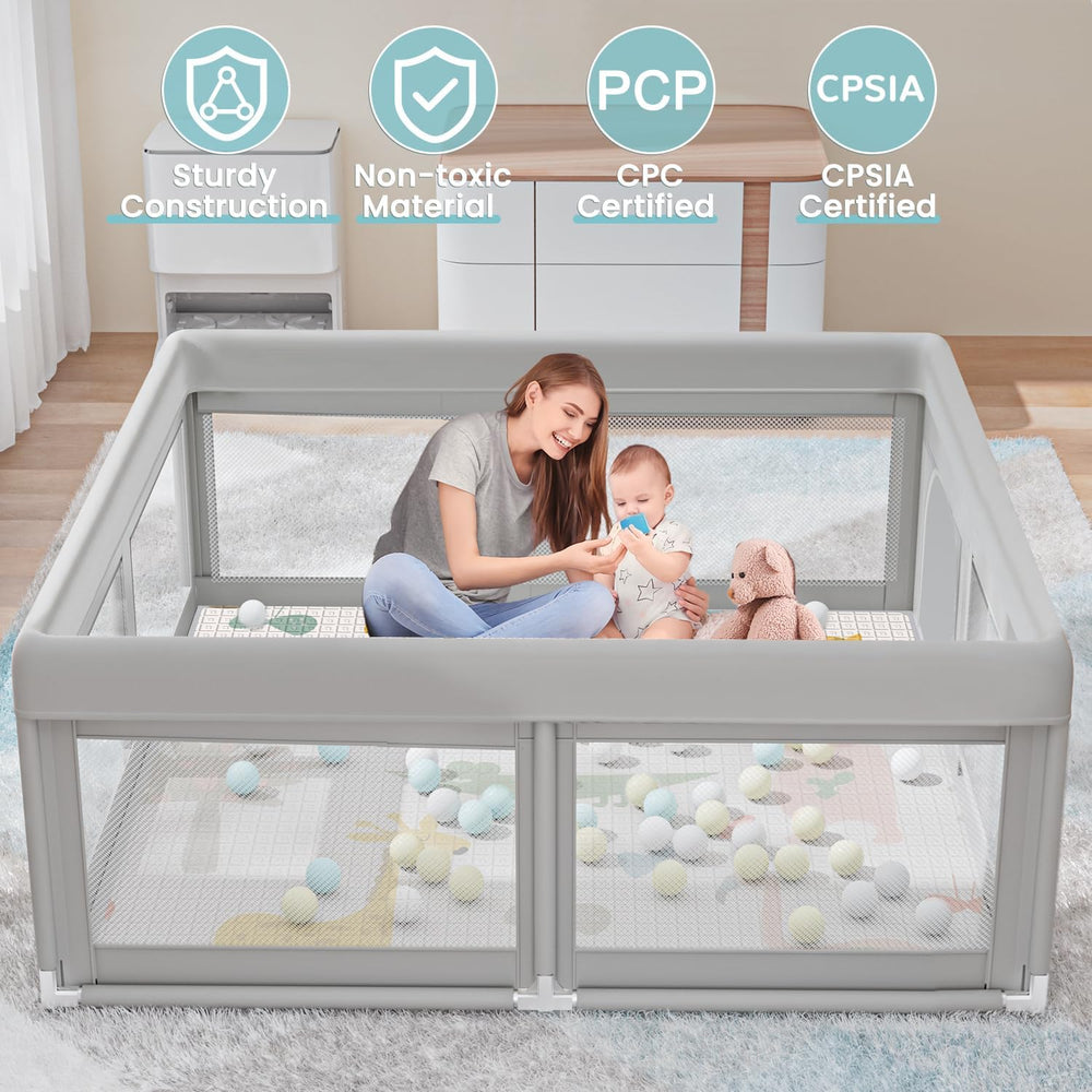 Hiaksedt baby playpen easy-move highlights lightweight, stroller-friendly design for quick rearrangements