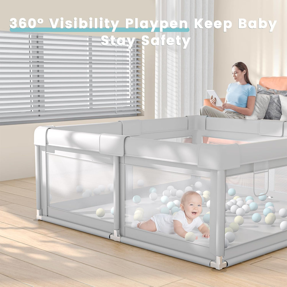Hiaksedt playpen eight suction cups stabilizing the base