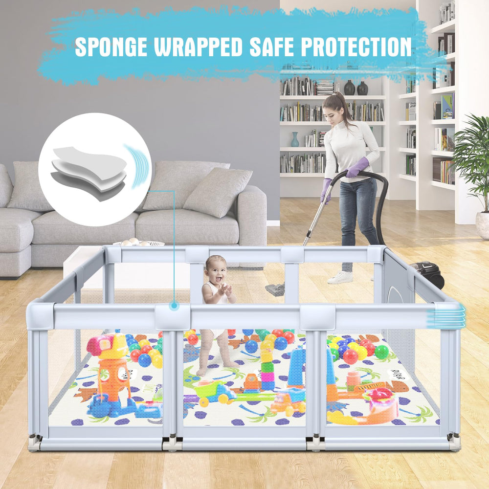 Hiaksedt playpen mat included for cushioned playtime.