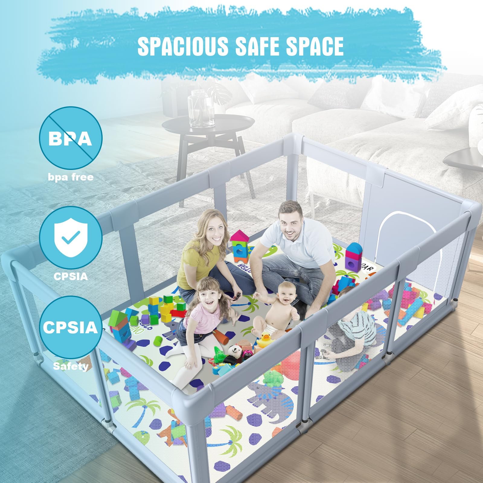 Hiaksedt playpen easy assembly with portable carry case.