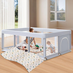 Hiaksedt playpen space mat shows roomy area with included mat for comfort.