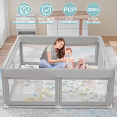 Hiaksedt playpen zipper door provides easy access while keeping baby contained.