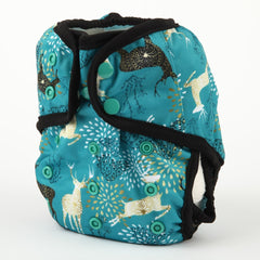 Hibaby diaper cover double gusset blue deer, helps prevent leaks