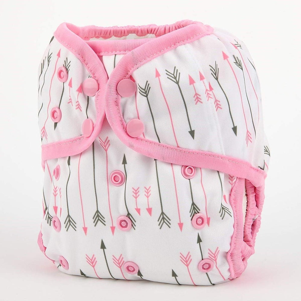 Hibaby diaper cover pink arrows with adjustable rise for growing babies.