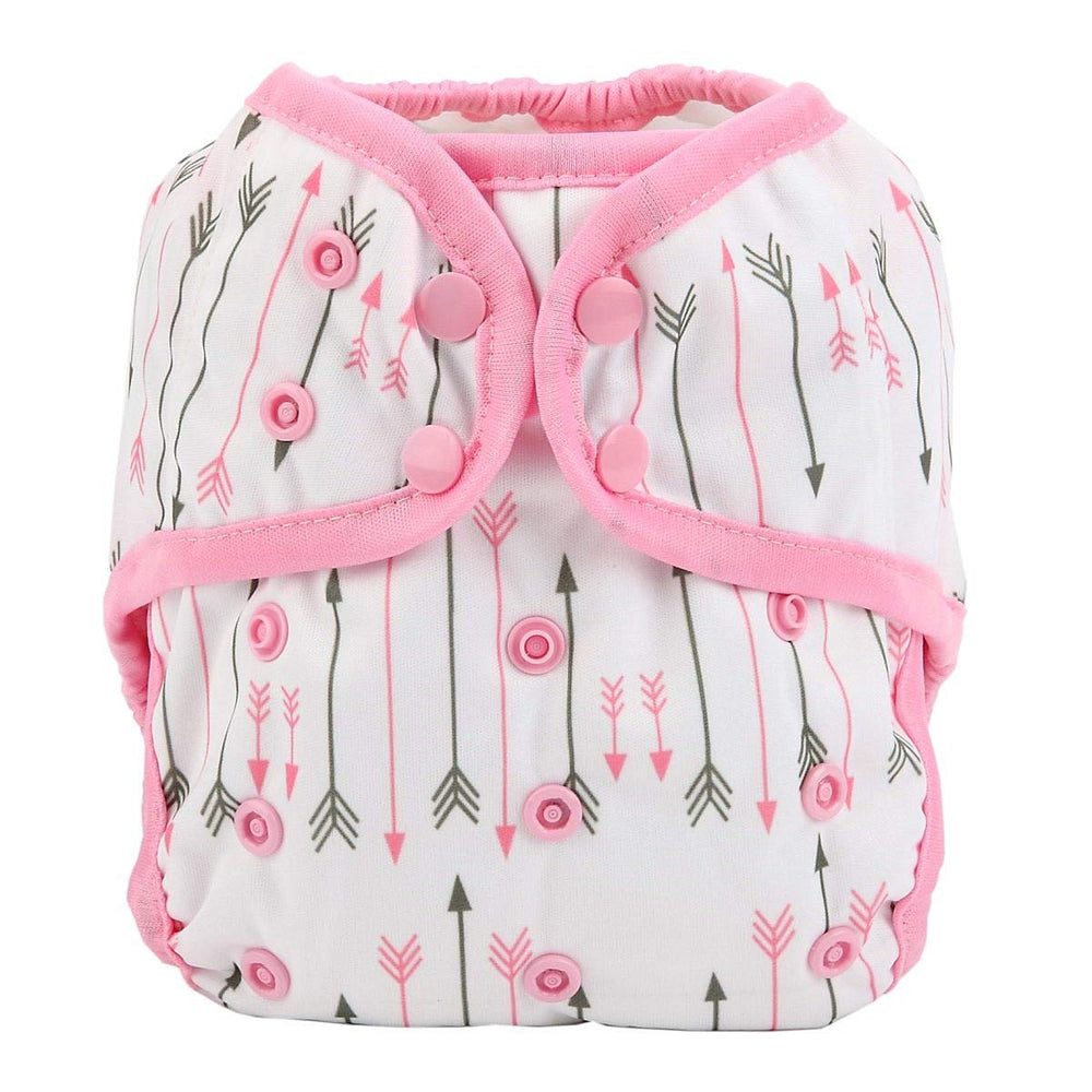 Hibaby cloth diaper cover pink arrows with double gusset for secure leak protection.