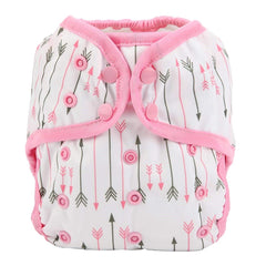 Hibaby cloth diaper cover pink arrows with double gusset for secure leak protection.