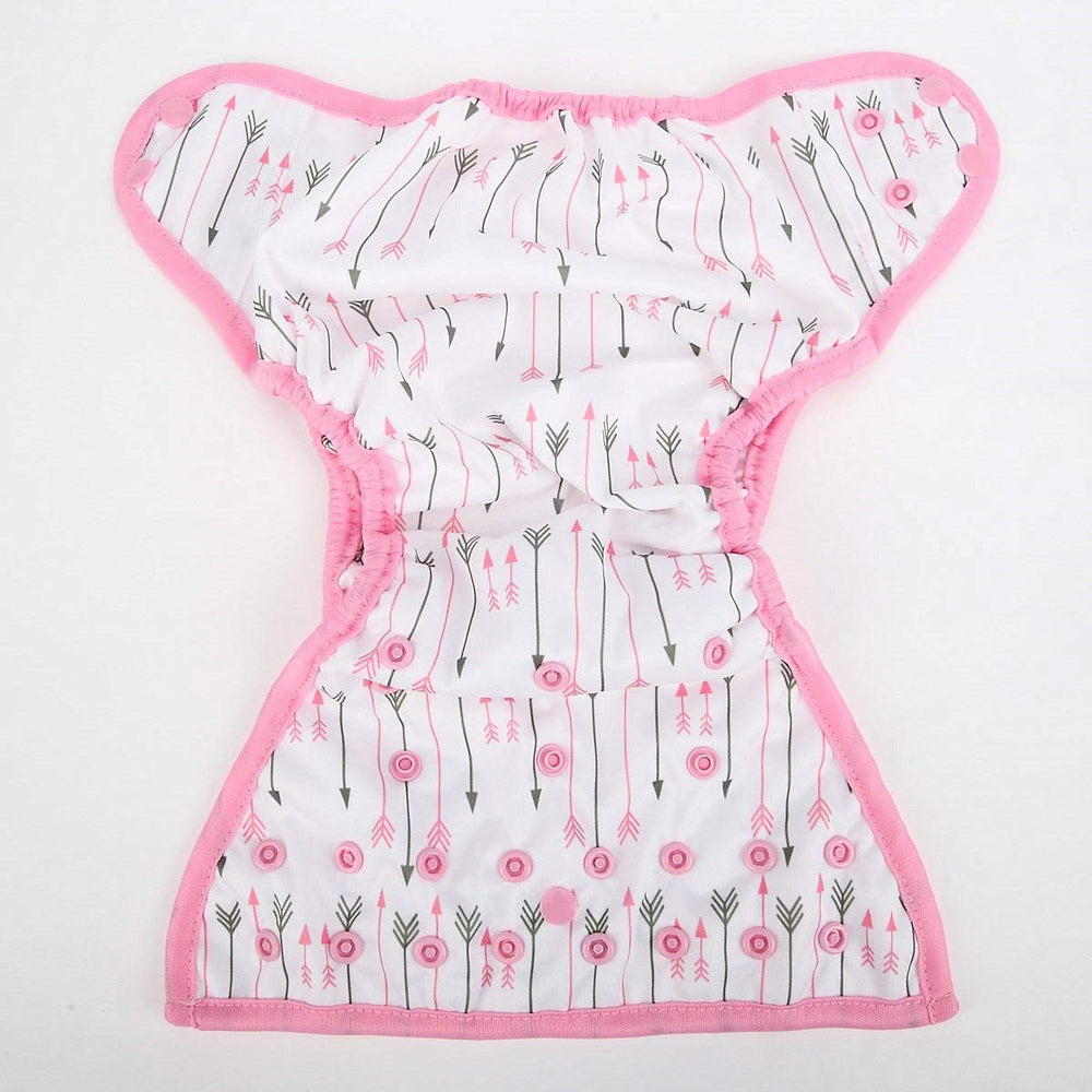 Hibaby diaper cover pink arrows reusable for multiple wears to save laundry.