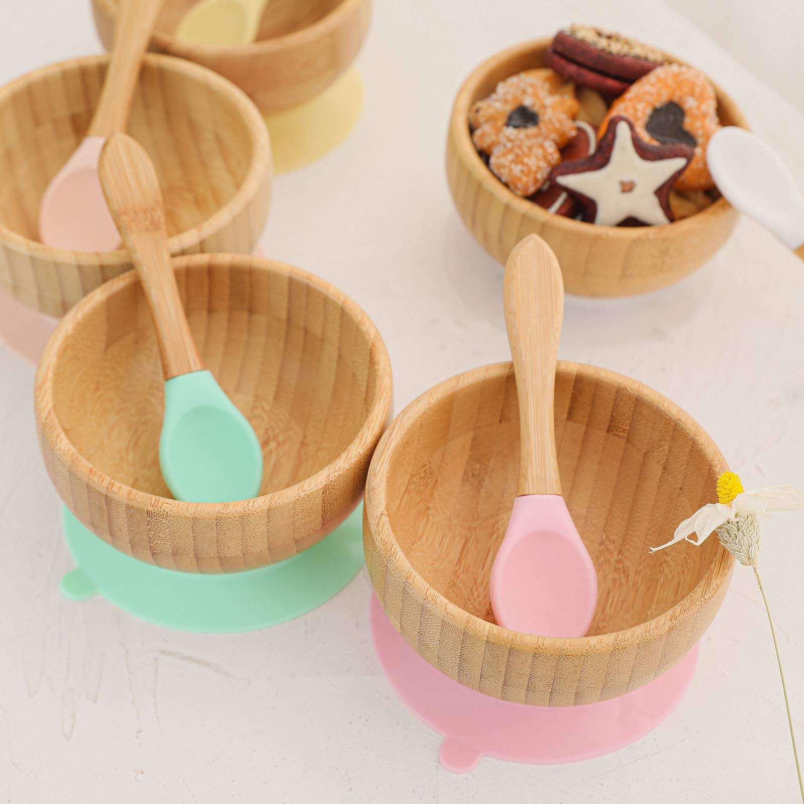 HI BABY MONMENT pink-bamboo-bowl keeps meals stable during transitions.
