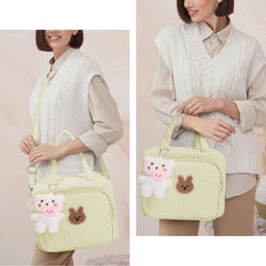 hibear yellow diaper bag side pocket view demonstrates easy bottle storage