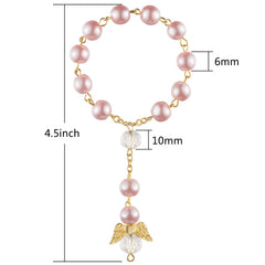 Hicarer baptism rosary pink angel-wing detail highlighting delicate charm and shine