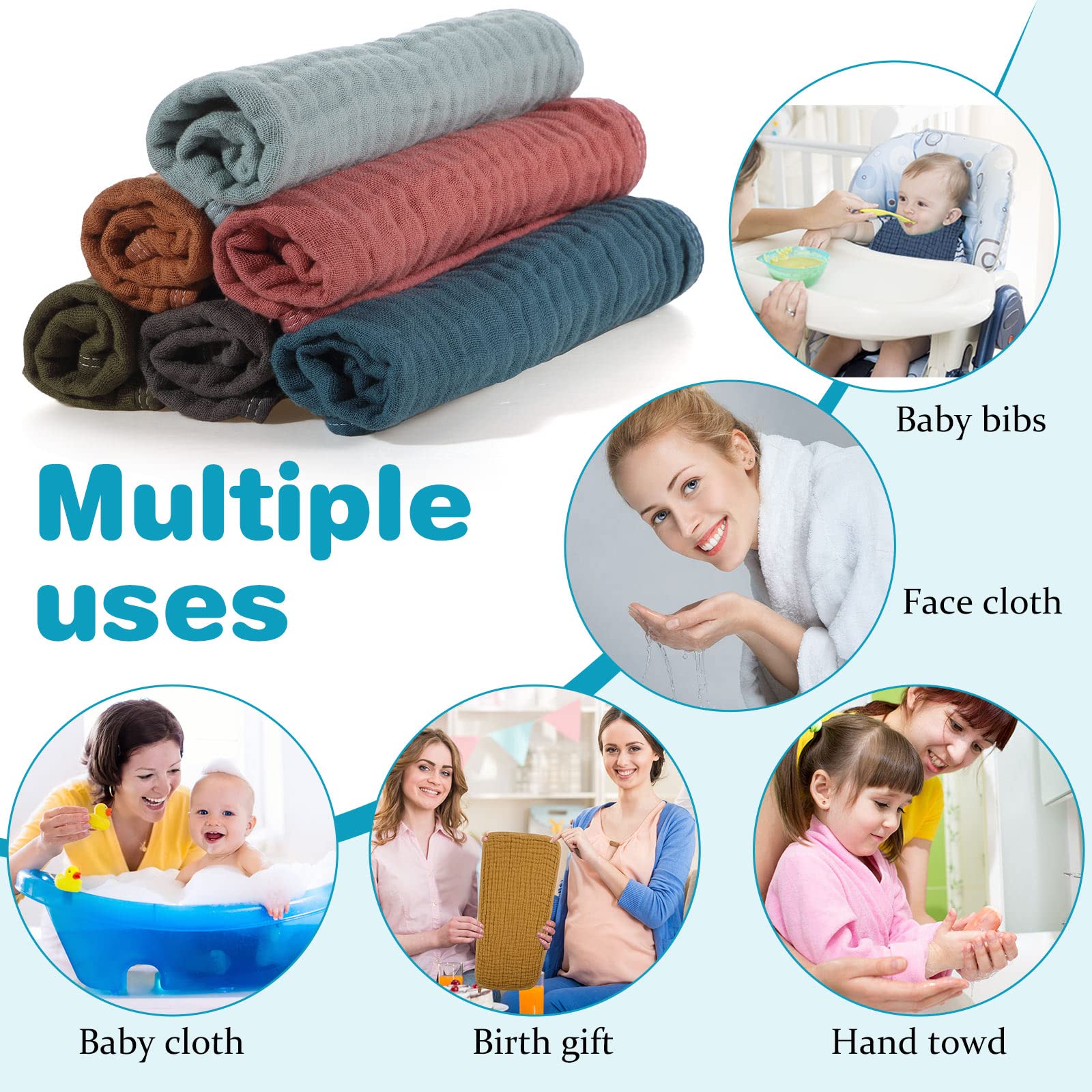 Hicarer muslin burp cloths machine washable design for easy care.