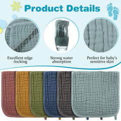 Hicarer muslin burp cloths six-layer absorbent close-up shows thickness for spills.