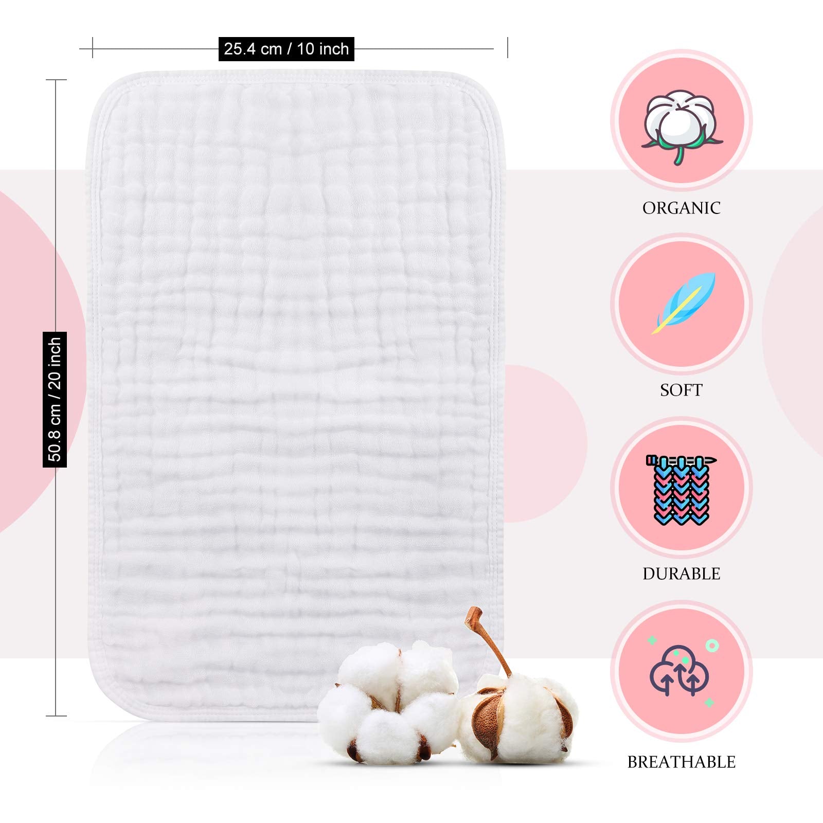 Hicarer soft baby muslin cloth, breathable texture protecting delicate skin.
