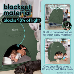 hiccapop Daydreamer blocks light with breathable fabric for calmer daytime naps.