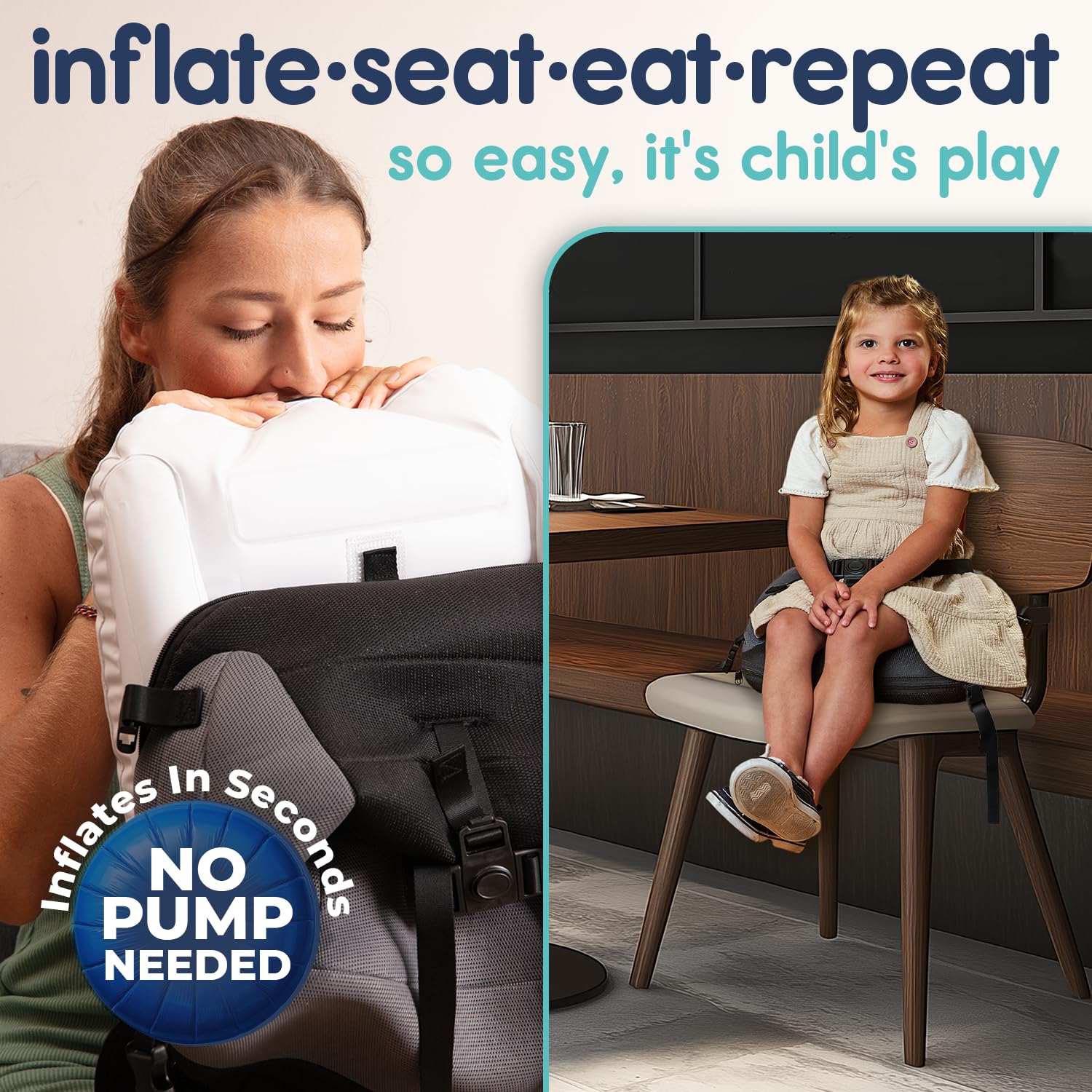 Hiccapop NeoBoost anti-slip base keeps booster steady on various chairs.