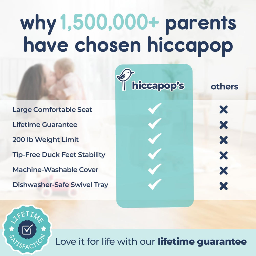 hiccapop OmniBoost rear pocket storage holds bibs and spoons