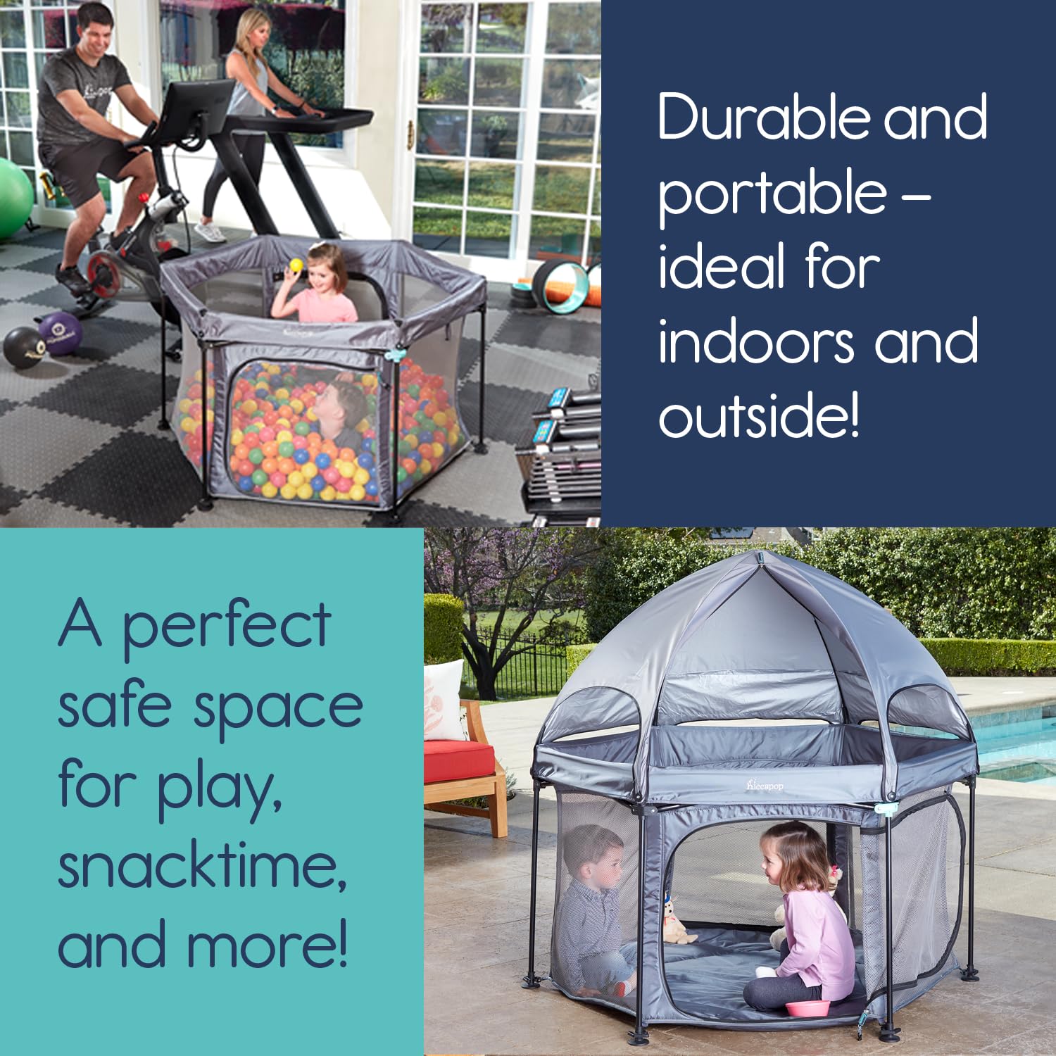 hiccapop playpod removable mesh sides—customize between playpen and cozy napping space