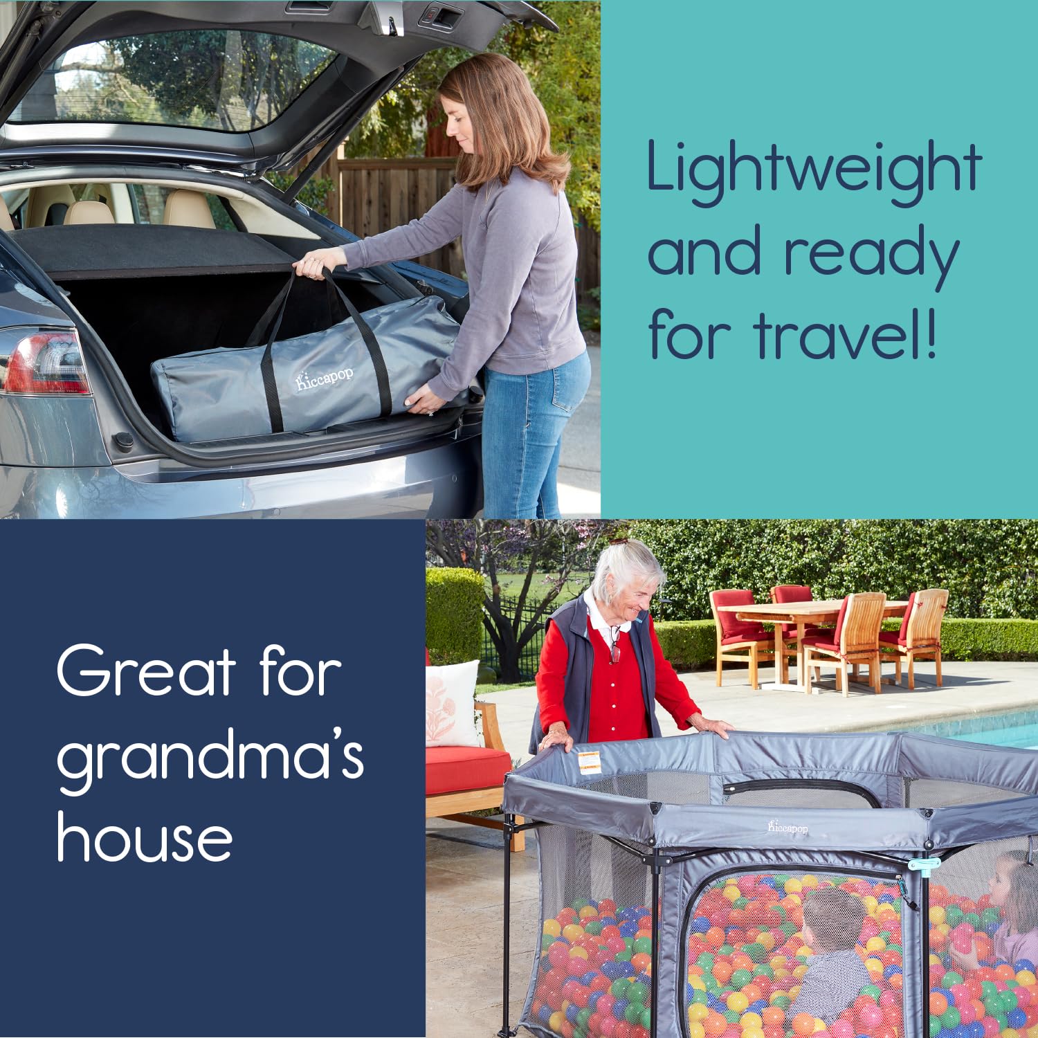 hiccapop playpod water-resistant mat—durable bottom for damp surfaces and easy cleaning