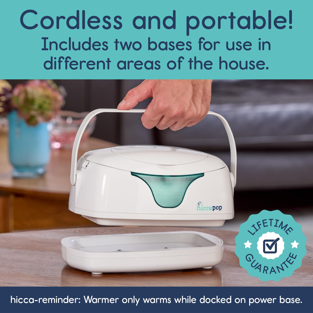 hiccapop portable wipe warmer 3 heat settings for precise wipe temperature control.