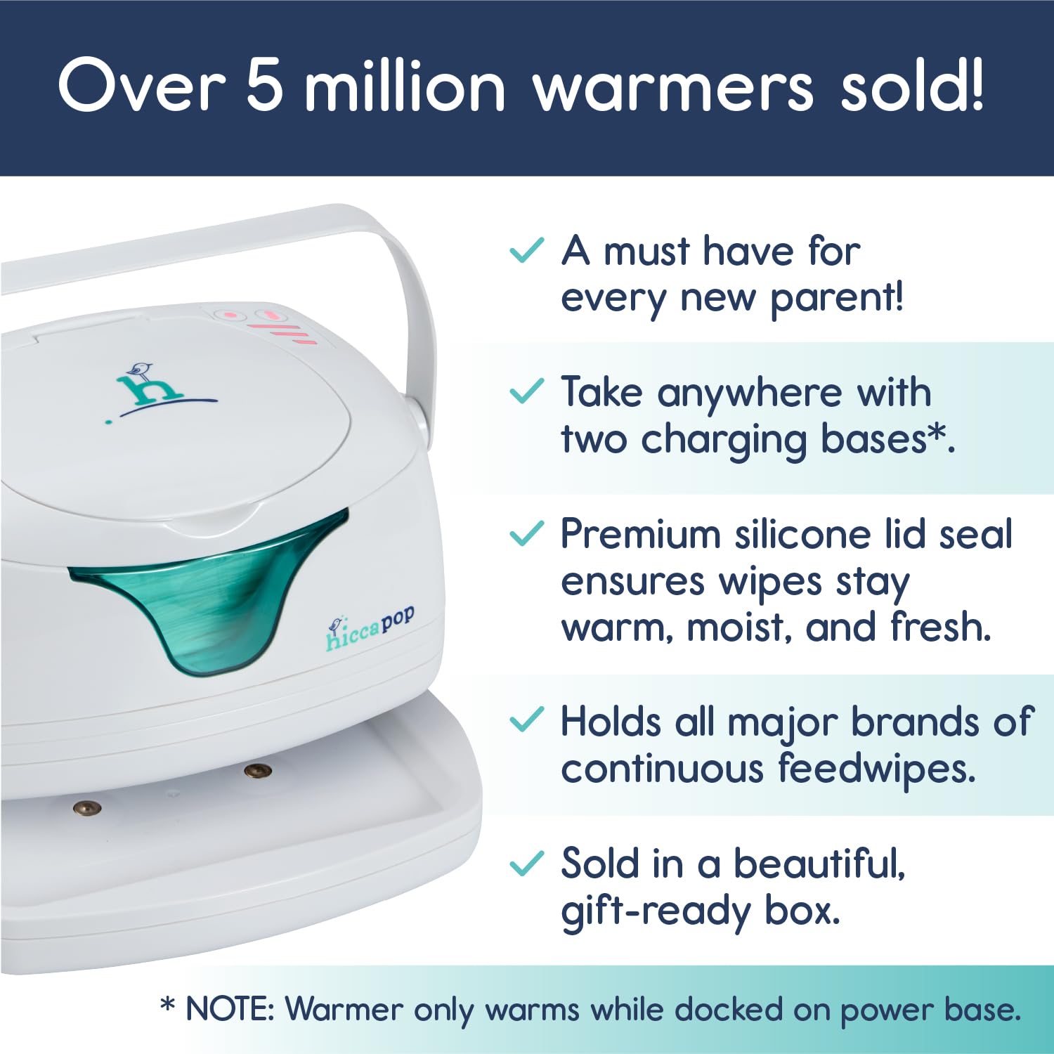 hiccapop portable wipe warmer low voltage safety power adapter included.