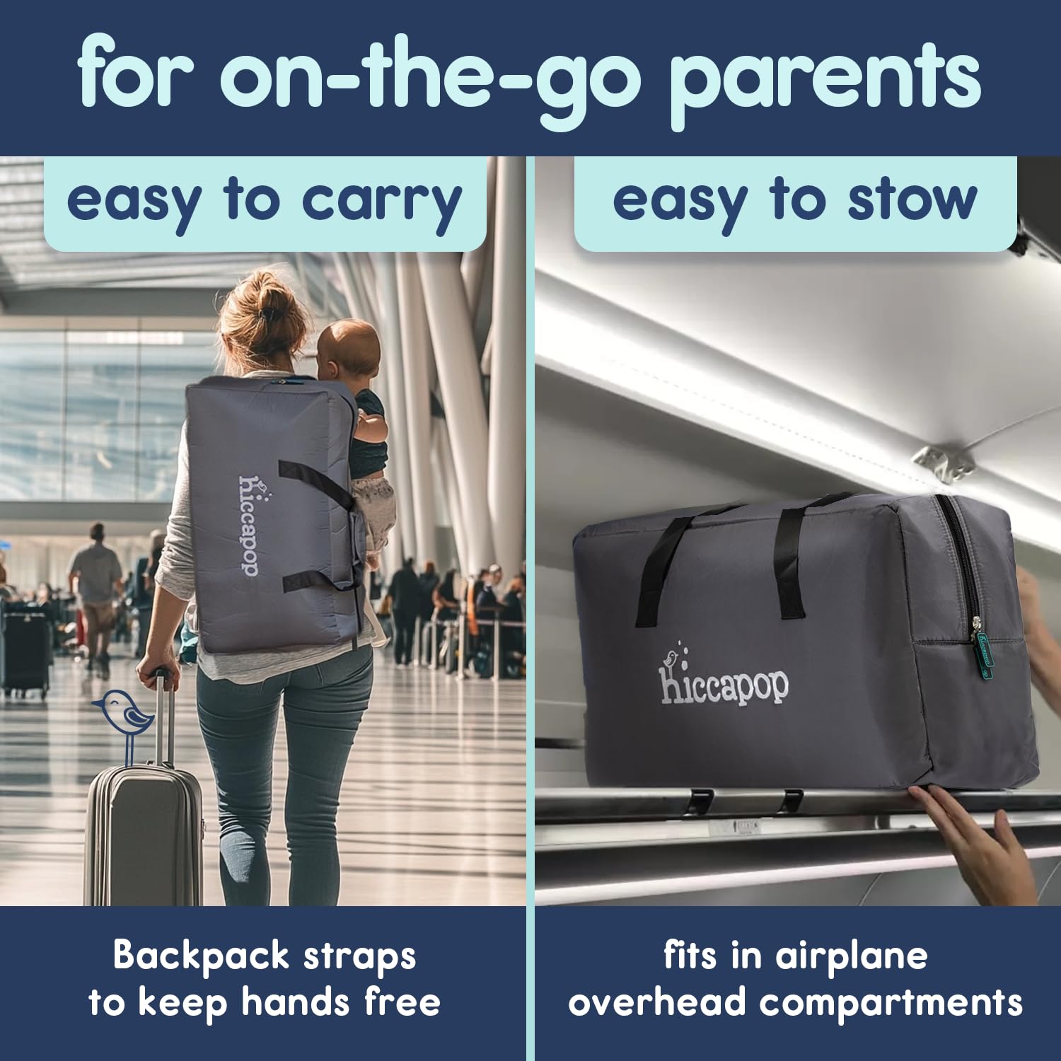 Hiccapop TravelPod aluminum legs provide sturdy support on varied floors.