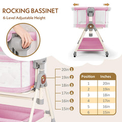 Hichangto Baby Bassinet six-height adjustment shows easy alignment with your bed.