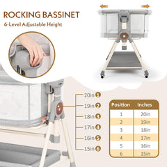 Hichangto baby bassinet six-height adjustment aligns with your bed.