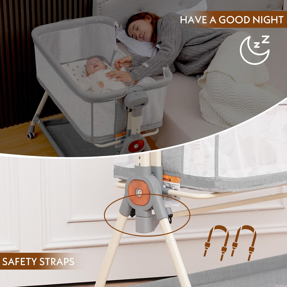 Hichangto baby bassinet storage basket keeps essentials nearby.
