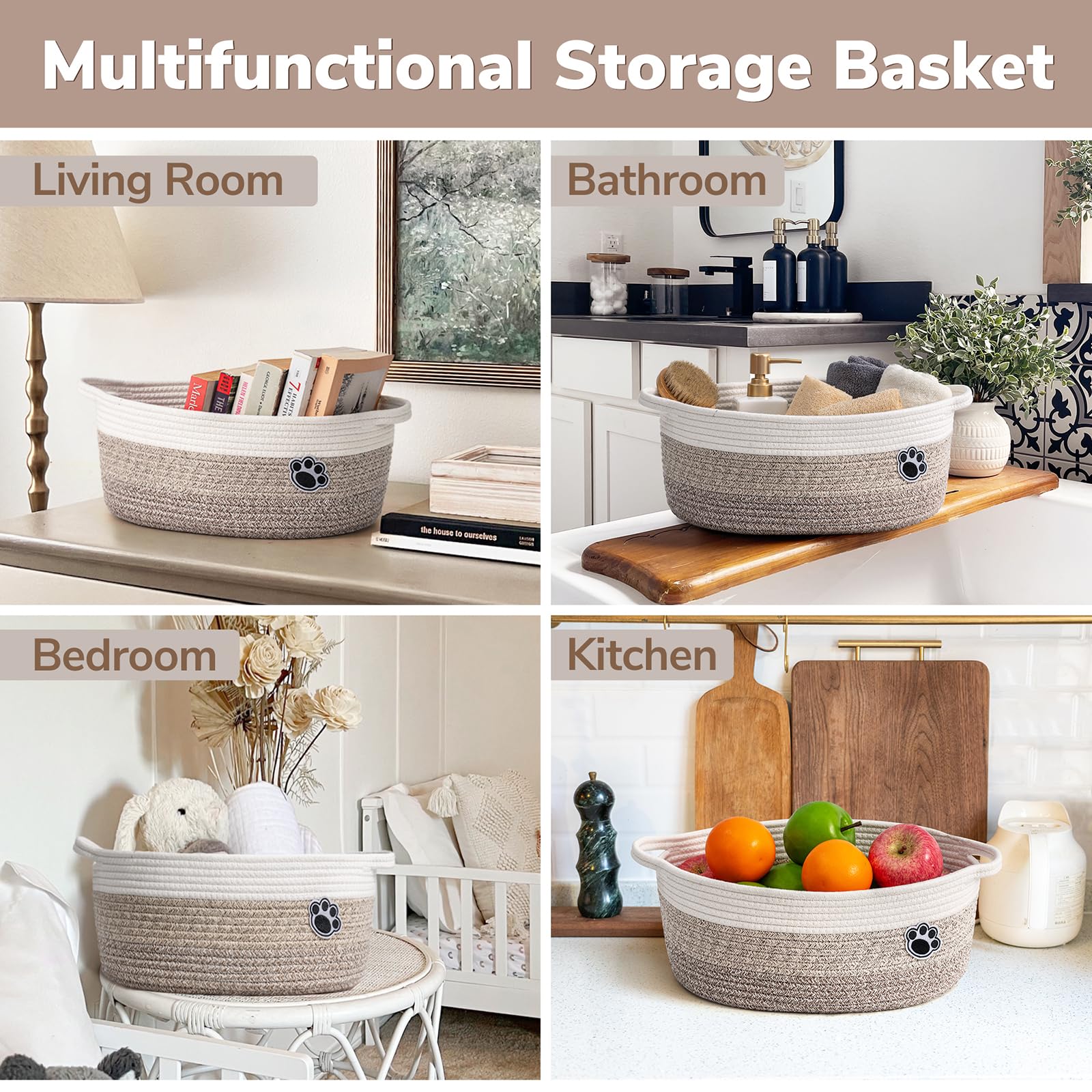 HiChen basket with handles for easy transport across rooms.