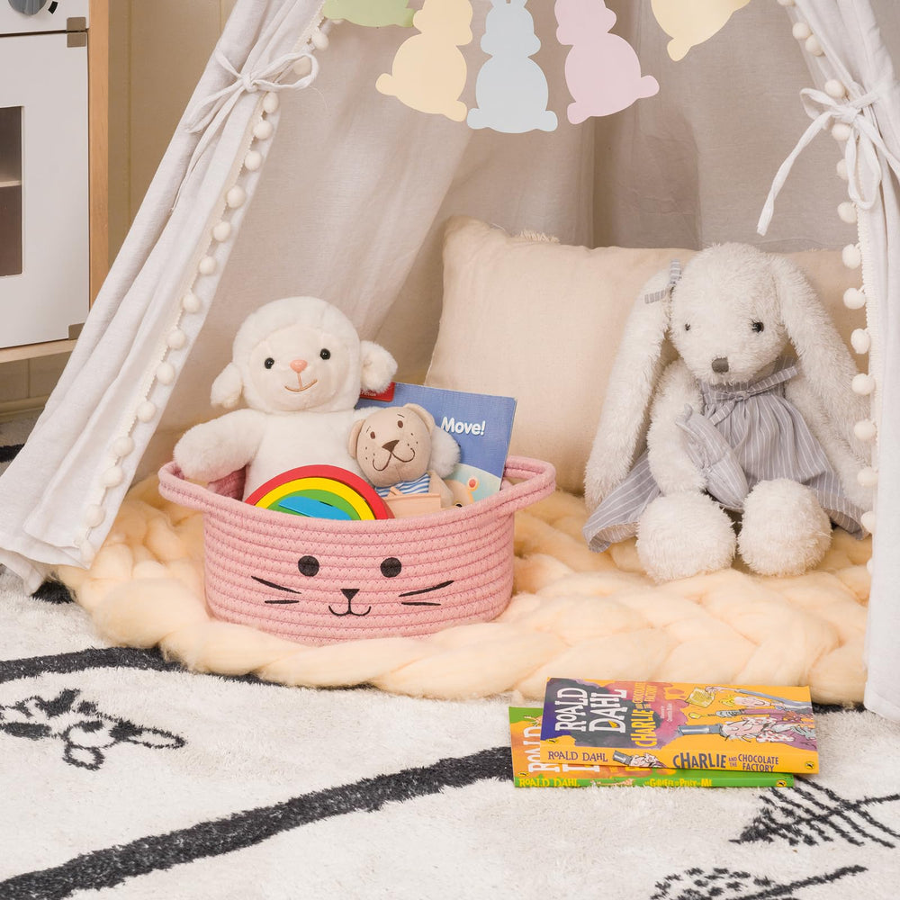 HiChen cat toy basket nursery decor for soft, kid-friendly organization.