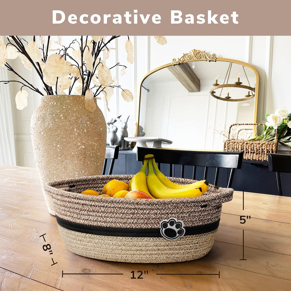 HiChen dog toy basket multi-purpose use organizes toys, towels, and remotes.